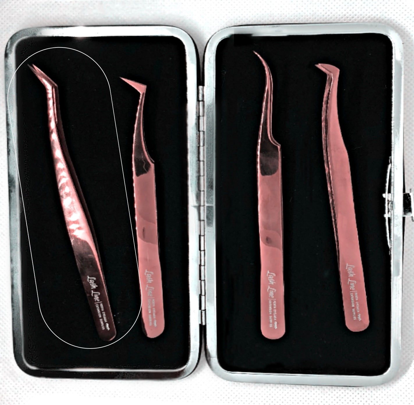 Eyelash Extension Tweezers | Isolation or Volume Lash Tweezers | Long Angled | Rose Gold