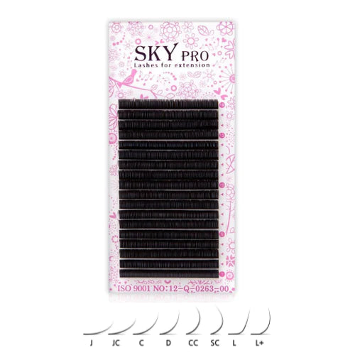 Classic Lash Extension Tray - C Curl 0.15 Mixed Length 18 rows 7-16mm | Sky Pro